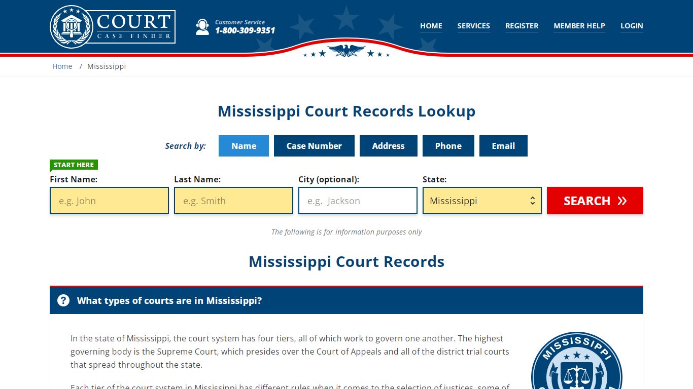 Mississippi Court Records Lookup - MS Court Case Search